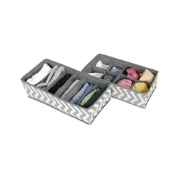 HOKIPO Grey & White 2 Pieces Printed Multi-Utility Organisers-34