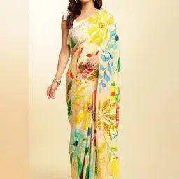 navyasa by liva Multicolor Printed Saree With Unstitched Blouse-picture-21