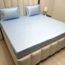 Pure Decor Palace Blue Pure Cotton 400 TC King Bedsheet Set 2.74m x 2.74m-image-29
