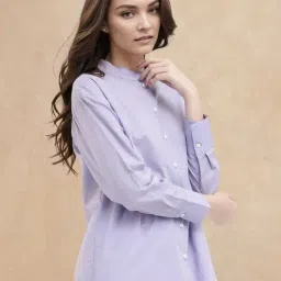 RAREISM Purple Cotton Solid Long Sleeves Top-picture-29