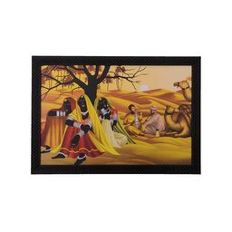 eCraftIndia Multicoloured Village Scene Satin Matt Texture Framed Wall Art-picture-47
