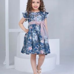 Peppermint Kids Navy Floral Print Dress-picture-5