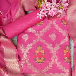 MUFFLY Printed Pure Silk Unstitched Dress Material-image-5