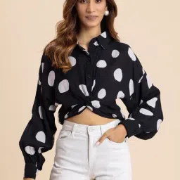 Moomaya Black Polka Dot Shirt-image-32