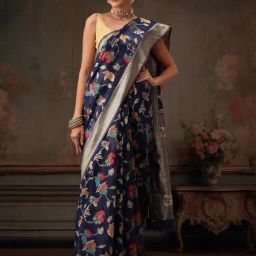 Silk Land Woven Thread Floral Work Cotton Saree-47