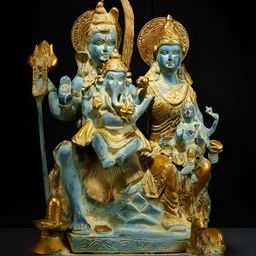 Exotic India Blue & Gold Toned Shiva Family Showpiece-image-46