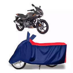Auto Pearl Two Wheeler Cover with Bag for Bajaj Pulsar 180F, Red & Blue-image-94