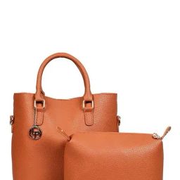 Lino Perros Brown Solid Handbag with Pouch-image-43