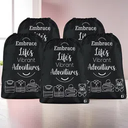 Aura Black & White 5 Pieces Printed Foldable Laundry Bags-8