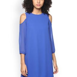 Harpa Women Blue Solid A-Line Dress-image-35