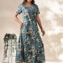 9shines Label Floral Printed Notch Neck Maxi Nightdress-image-18