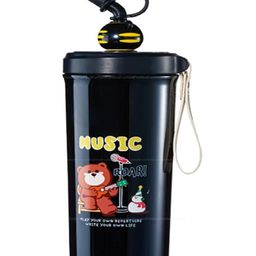 FunBlast Stainless Steel Double Wall Flask Bottle with Sipper & Straw Black - 480 ml-image-29
