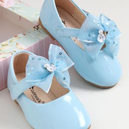 Cute Walk by Babyhug Velcro Closure Bellies With Bow Applique- Light Blue-image-34