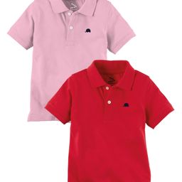 Zeezeezoo Pack Of 2 Half Sleeves Animal Theme Elephant Placement Printed Polo Tee - Red & Pink-picture-37