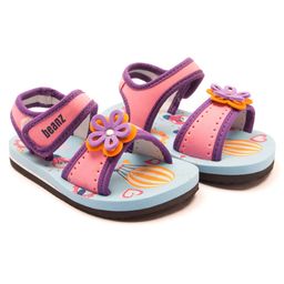 Beanz Unisex Bella Flower Applique Velcro Sandals - Pink Light Blue-image-4