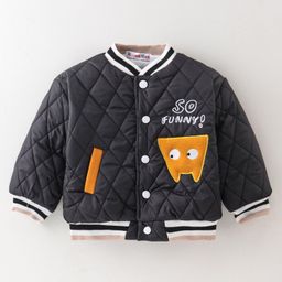 Kookie Kids Full Sleeves Padded Winter Jacket With Cartoon Patch - Black-image-41