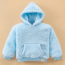 Little Kangaroos Full Sleeves Drop Shoulder Hoodie - Blue-picture-4