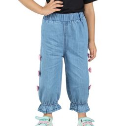 Budding Bees Bow Applique Detailed   Denim Pant  - Blue-image-58