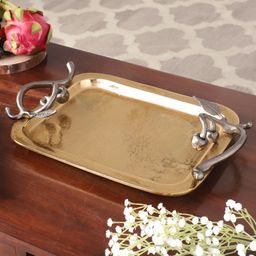 De Maison Decor Cherry Vine Gold Decorative Platter-image-72