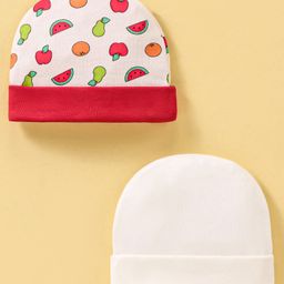 Ben Benny Cotton Baby Caps Solid & Fruits Print Multicolour - Diameter 9 cm-image-60