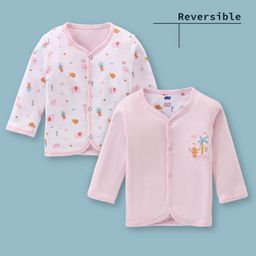 Simply Interlock Knit Full Sleeves Animal Printed Reversible Vest - Pink-image-55