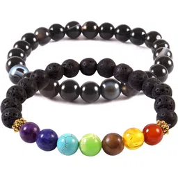 Divine souvenirs Unisex Set Of 3 Artificial Beaded Elasticated Bracelets-92