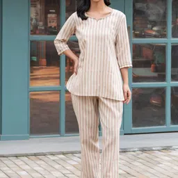 TITTLI Striped Notch Neck Linen Tunic With Trouser-picture-18