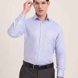 METAL Men Slim Fit Spread Collar Solid Cotton Formal Shirt-image-28