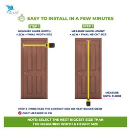 Evafly Mosquito Net for Door Polyester Magnetic Curtain Auto Closing Insect Screen for All Door Types with Self Adhesive Hook Tape (180X90cms, Grey) image 3