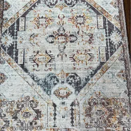 DREAM WEAVERZ Blue & Brown Printed Anti-Skid Long-Life Rectangular Floor Rug-10