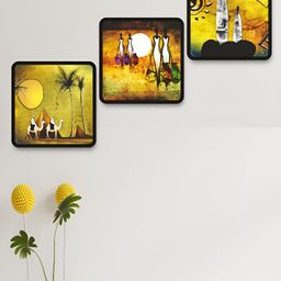 Aura Green & White 3 Pieces Wood Abstract Wall Art-26