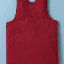 Zero Sinker Knit Sleeveless Set of Vests with Typography Print Pack of 3 - Red, Yellow & Navy Blue image 5