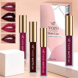 VOZO Set Of 4 Stay-All-Day Matte Liquid Lipstick - 4 ml Each - 101-102-106-201-18