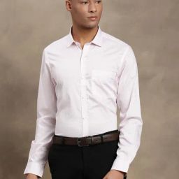 Turtle Light Pink Cotton Slim Fit Checks Shirt-image-96