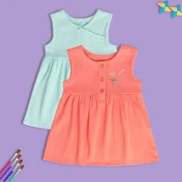 MINIKLUB Green & Red New Born And Baby Girls Sleeve Less Dress-picture-15
