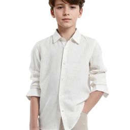 Rare Ones Boys Off White Linen Solid Shirt-image-42