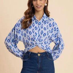 Moomaya Blue Printed Shirt-image-38