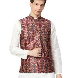 Sojanya Maroon Printed Nehru Jacket-image-61