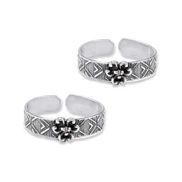 Taraash 92.5 Sterling Silver Floral Toe Rings-image-67