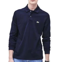 Lacoste Navy Blue Boxy Fit Polo T-Shirt-image-3