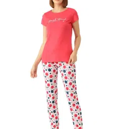 Sweet Dreams Candy Pink & White Graphic Print Top With Pyjamas-picture-43
