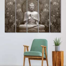 999Store Grey Meditating Buddha Art 5 Frame MDF Paintings-28