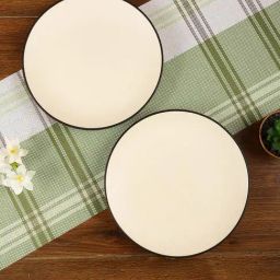 Aapno Rajasthan Off-White Ceramic 26 cm Dinner Plate - Set of 1-image-35