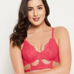 Clovia Pink Lace Non-padded Bra-picture-28