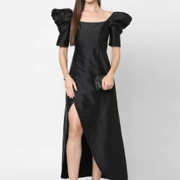 MISH Black Square Neck Maxi Dress-image-60