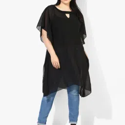 Qurvii Black Round Neck Tunic-image-13