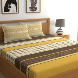 Home Ecstasy Ethnic Multicolor 140 TC Cotton Double Bed Sheet with 2 Pillow Covers-image-87