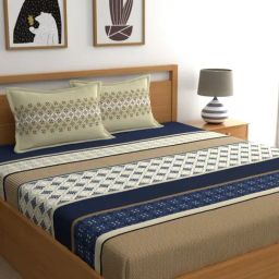 Home Ecstasy Ethnic Multicolor 140 TC Cotton Double Bed Sheet with 2 Pillow Covers-image-85