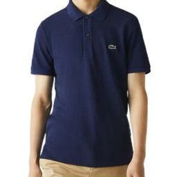 Lacoste Navy Cotton Slim Fit Polo T-Shirt-image-82
