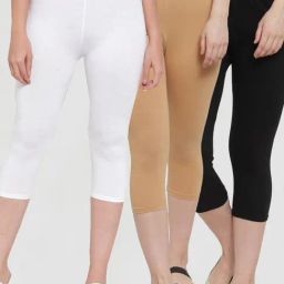 Gracit White & Black Mid Rise Capris - Pack Of 3-image-85